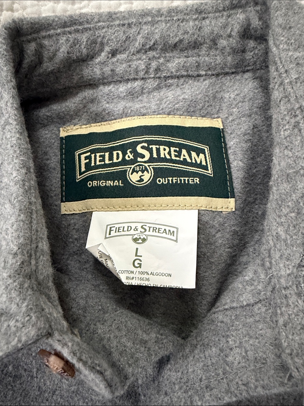 Field & Stream Gray Men's Wool-Blend Button-Down Shirt Jacket